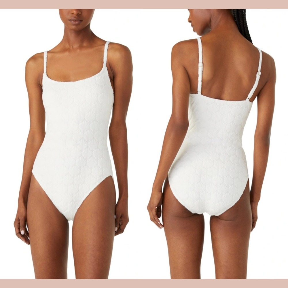 NEW$138 Kate Spade [ Large ] Classic One Piece Swimsuit Sea Shell Jacquard T1952